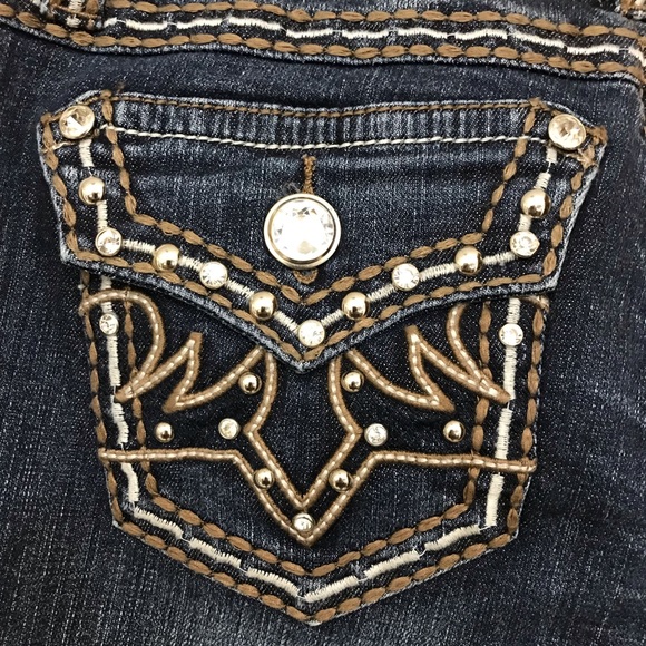 L.A. Idol Capri Jeans Rhinestone Jeweled Embellished Embroidered Ladies 9 New - Picture 8 of 12